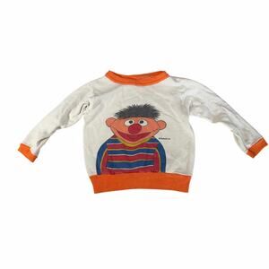 VTG Baby Ernie Sesame Street sweatshirt. Size 12 mo. 1970s, 1980s. white, orange
